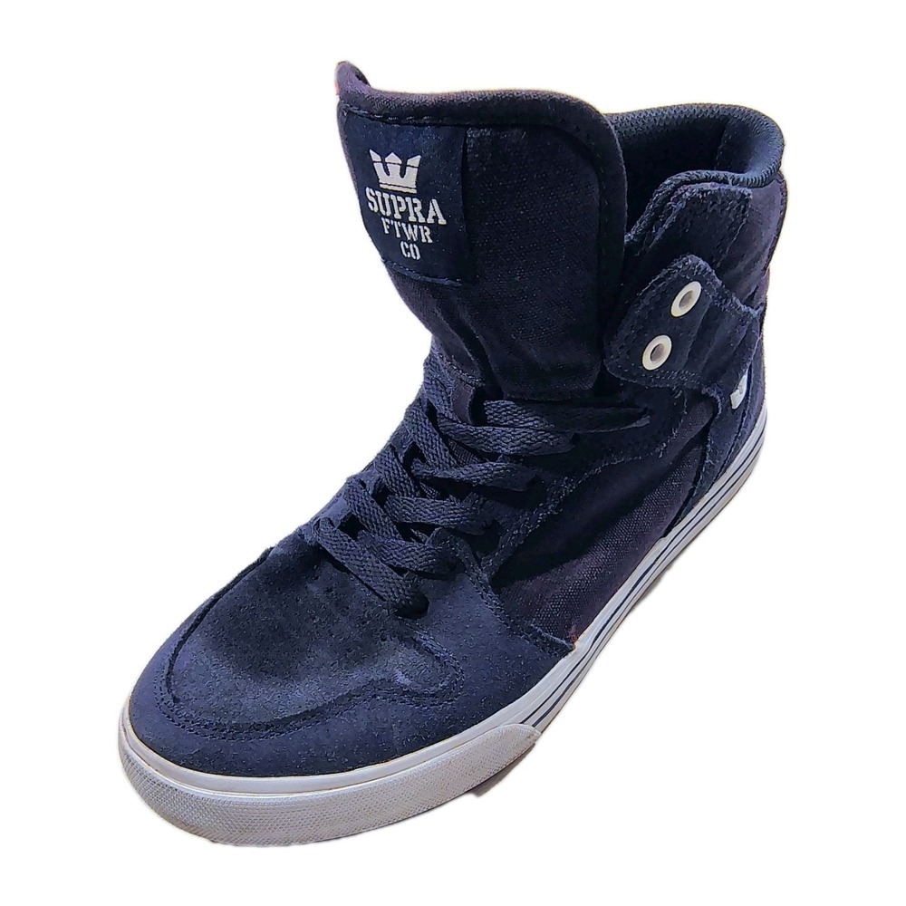 Supra Mens Vaider Skate Shoes Sneakers High Top Navy Suede Canvas 8.5 - Picture 4 of 10
